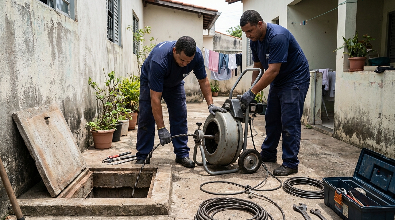 Desentupimento de Coluna Sanitária no JK, Contagem‑MG